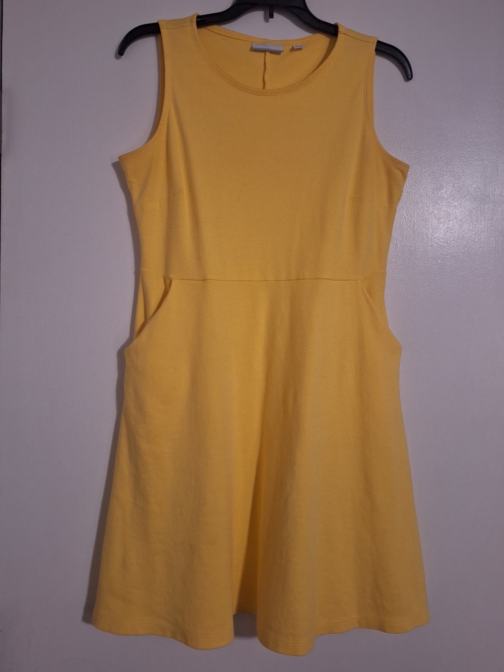 New York & Company Yellow Sleeveless A-Line Knit Dress